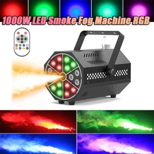 RGB Smoke Fog Machine 1000W DJ Party Wedding Stage Light Muti-color LED