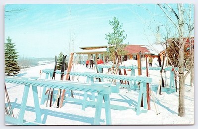Gaylord Michigan Otsego Ski Club Downhill Skiing Lodge c1950s Postcard