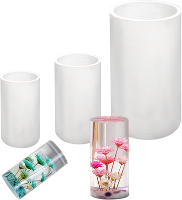 Large Cylinder Candle Molds for Candle Making, 3 Pieces Cylinder Silicone Resin