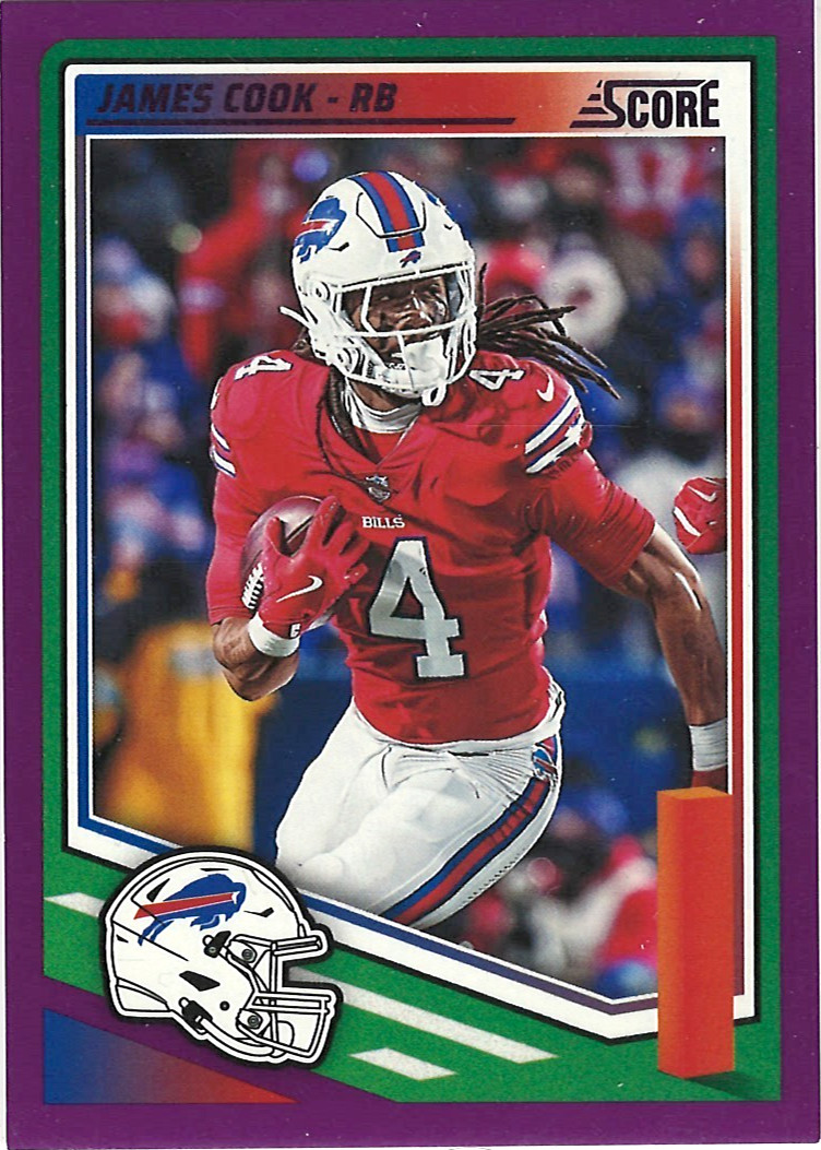 James Cook 2025 Score #124 Purple parallel Buffalo Bills