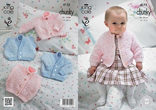 King Cole Baby Chunky Knitting Pattern - 4175 Cardigans & Waistcoats