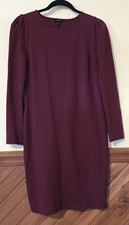 Talbots Sheath Dress 8 Burgundy Ponte Knit Long Sleeve Knee Length