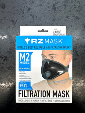 RZ Mask M2 (L) Black Mesh Dust Mask w/ 99.8% Carbon Filtration | Anti Fogging