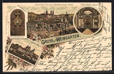 Lithograph Vineyard, Historic. Pageant in honor of d. heil. Blood, Inside The  
