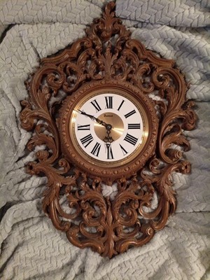 Vtg 1980 Hollywood Regency Burwood 2454 Wall Clock Tested Working 