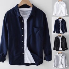 Comoda calda nuova elegante camicetta uomo camicia retro cardigan tinta unita