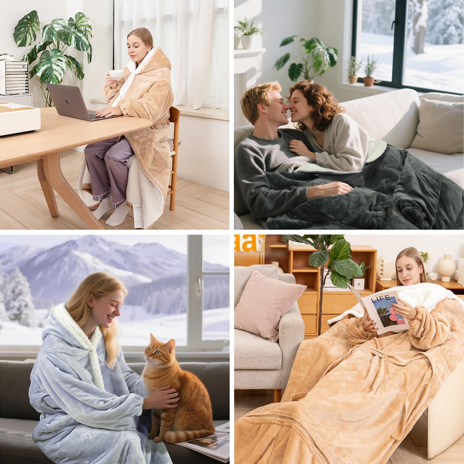 Electric Snuggle Blanket Wearable Heating Blanket with Removable FootPocket,H...