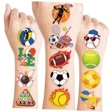 96 PCS Sports Balls Pre-Cut Temporary Tattoos for Kids Sport Balls Tattoos