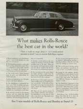 1958 Rolls-Royce The Best Car in the World Bentley No Chauffeur VINTAGE PRINT AD