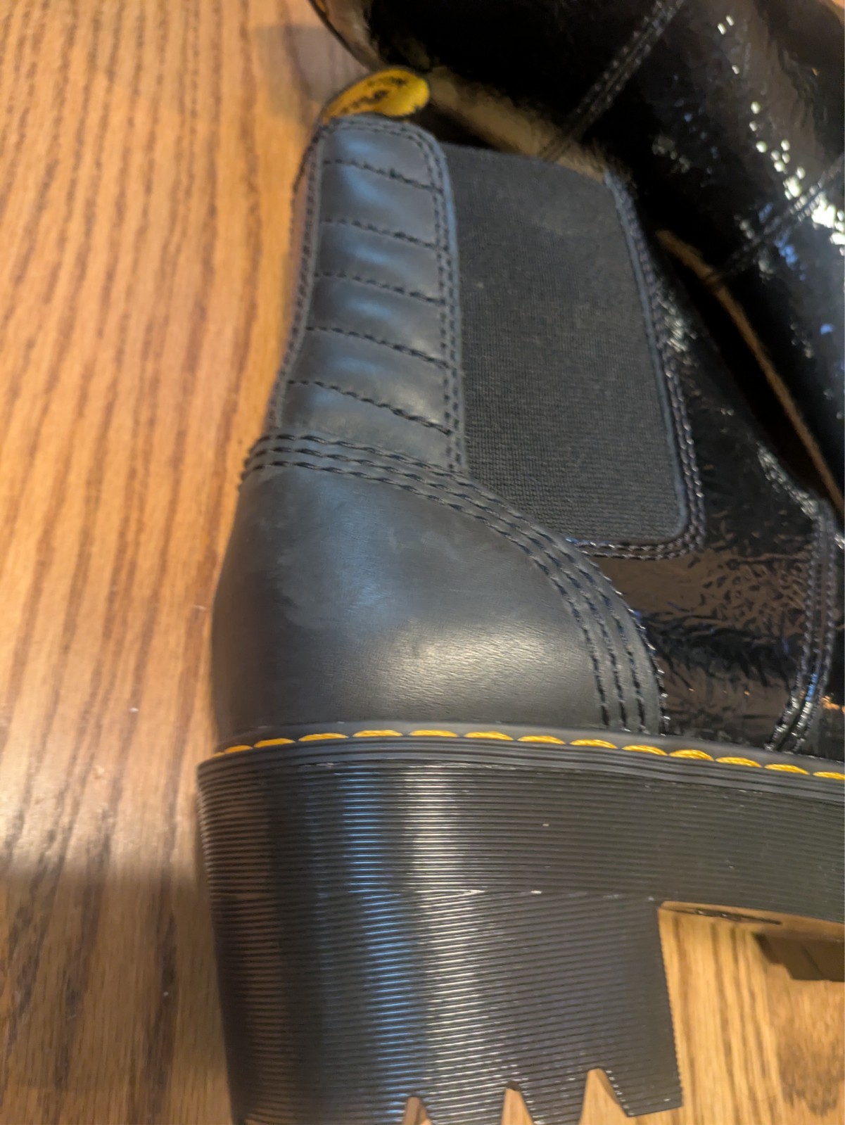 Dr. Doc Martens Patent Leather Black Chelsea Slip On Boots Women's Size 8 thumbnail 5