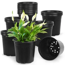 50 Pcs 2 Gallon Nursery Pots,Thickened Soft Plastic Plant Pots with Holes,Gar...