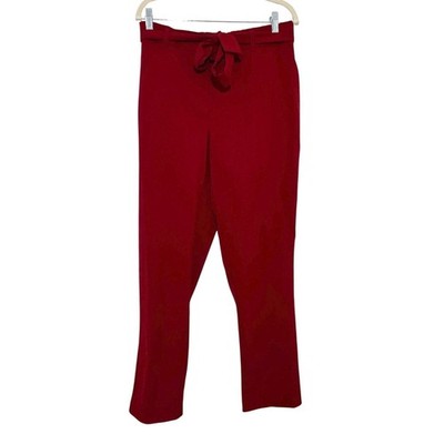 C by One Red High Waisted Tie Waist Straight Leg Dress Pants Medium CHU24675H