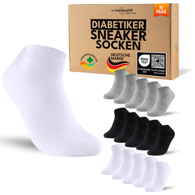 Diabetiker Sneaker Socken ohne Gummi Kurz Herren Damen Baumwolle ohne Naht