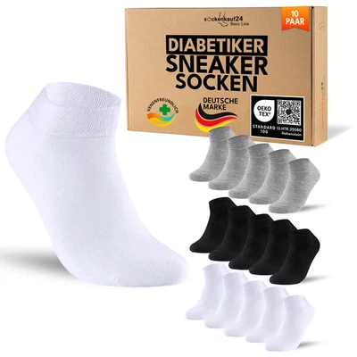 Diabetiker Sneaker Socken ohne Gummi Kurz Herren Damen Baumwolle ohne Naht - Bild 1 von 4
