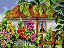 Orchidea Needlepoint Canvas House with Mallows 2487J
