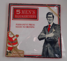  T2 Vtg 1970's Package of Men's Handkerchiefs 5 Pack White Cotton/Polyester