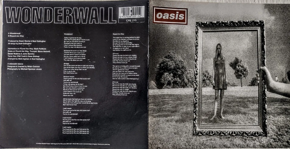 Oasis Wonderwall Vinyl Single A1 First Pressing CRE 215' 1995, Rare, Superb - Image 3 of 4