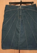 Vtg Western Faded Glory Blue Denim Sunburst Pattern Skirt Sz 4