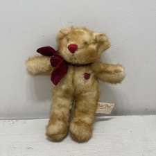 Dan Dee Valentines Teddy Bear Brown Plush Small 8" Red Heart Bow Nose