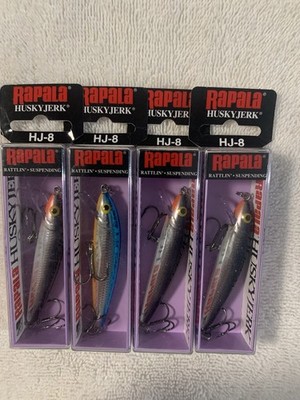 (LOT OF 4) RAPALA HUSKY JERK  HJ-8 HJ8 SUSPENDING MULTIPLE COLORS NIP