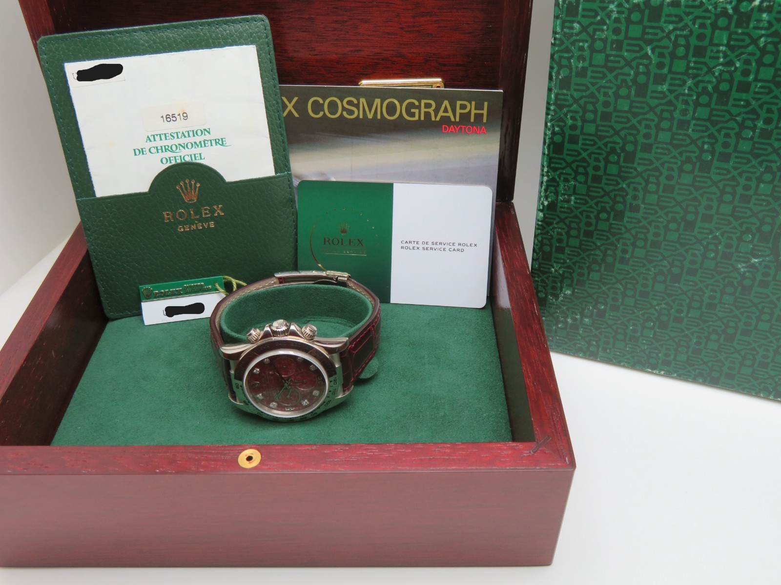 1998 Rolex Daytona 16519 Zenith Grossular Rubellite Dia. Dial Full Set Serviced image 3