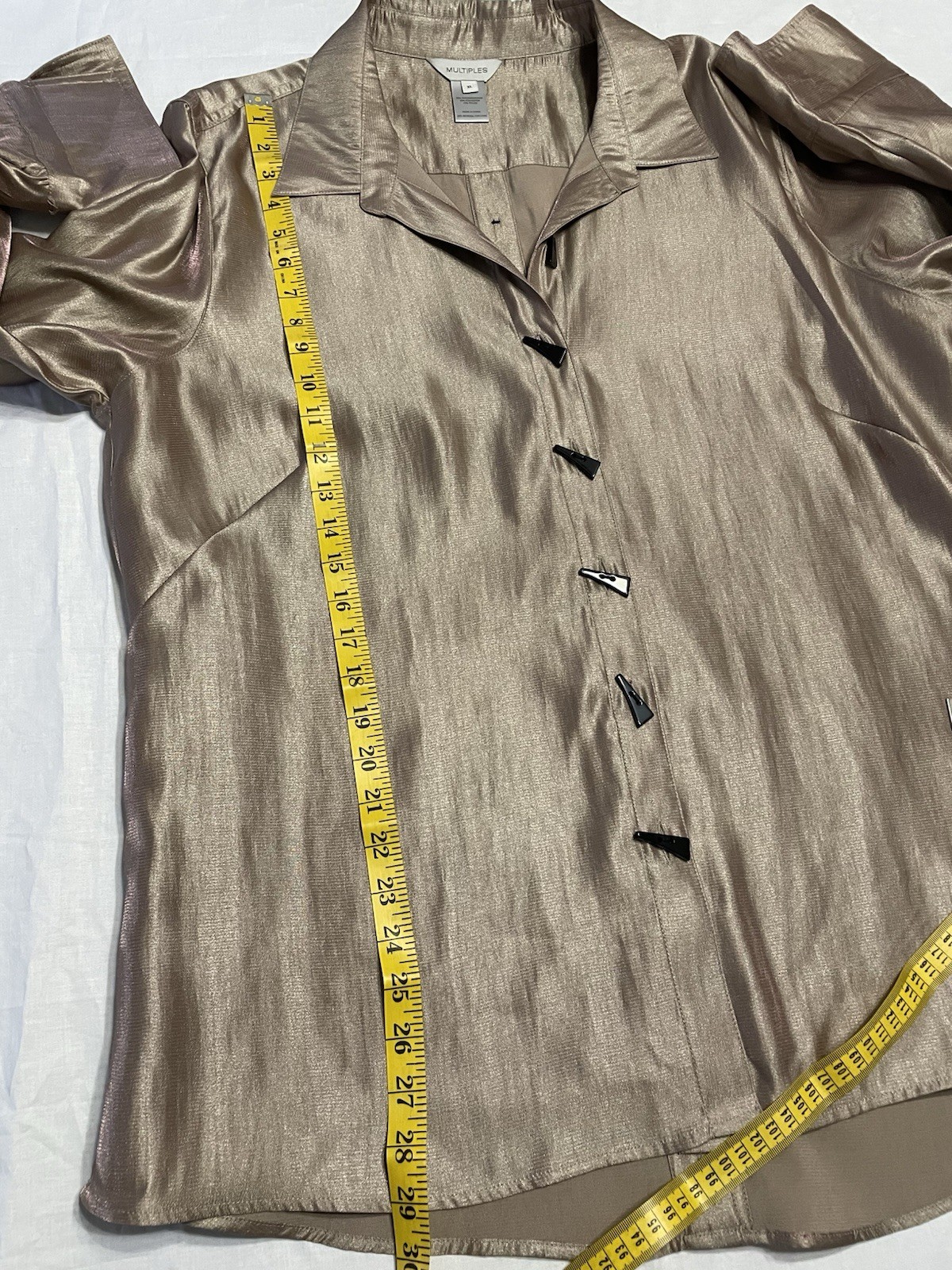 Women’s Multiples Button Up Iridescent Blouse Vin… - image 8