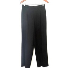 VTG Talbots Black Italian Wool Dress Pants Side Zip Stretch Tailored Trousers 8