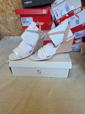 NEU Moda in Pelle Poetry Keilabsatz-Sandalen Größe UK 6 weiß/nude U10