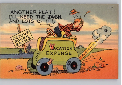 Another Flat! I'll Need The Jack And Lots Of It! Comic Postcard