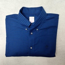Brooks Brothers Shirt Men XL Blue Gingham Plaid Madison Oxford Button-Down OCBD