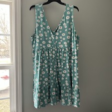 ASOS Design Dress Women's Blue White Daisy Floral Button Ruffle Size 24