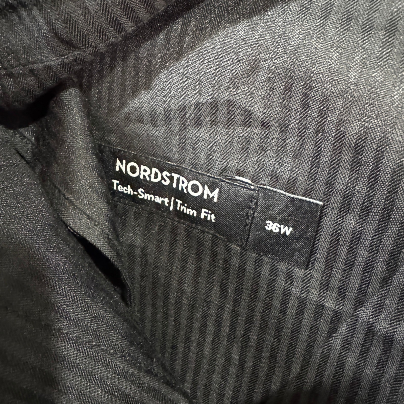 NEW Nordstrom Tech Smart Trim Fit Black Wool Spandex Dress Pant Mens 36 Unhemmed