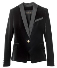 H M x Balmain Black Velvet Blazer Size 6