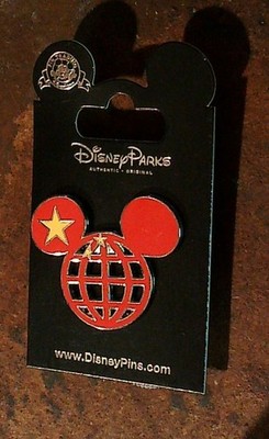 Disneyland Disneyana Pin Red Mickey Globe Star Vietnam Enamel Disney Parks