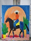 Original Abstract Cowboy Painting Canvas Neo Expressionist Fine Art Decor 11x14 — photo 3