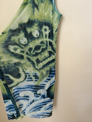 Vivienne Tam Dragon Dress Mesh 90s Vtg Multicolor Green Size 0 | eBay