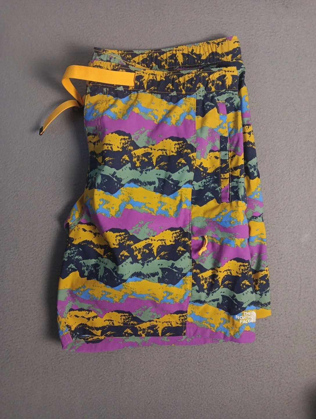 The North Face Class V Shorts Mens XXL Colorful Mountain Print Hiking Swim Belt