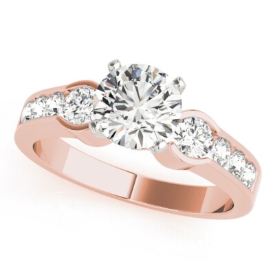 1.54 Ct Round Cut Lab Created Diamond Engagement Ring 14K Solid Rose Gold B