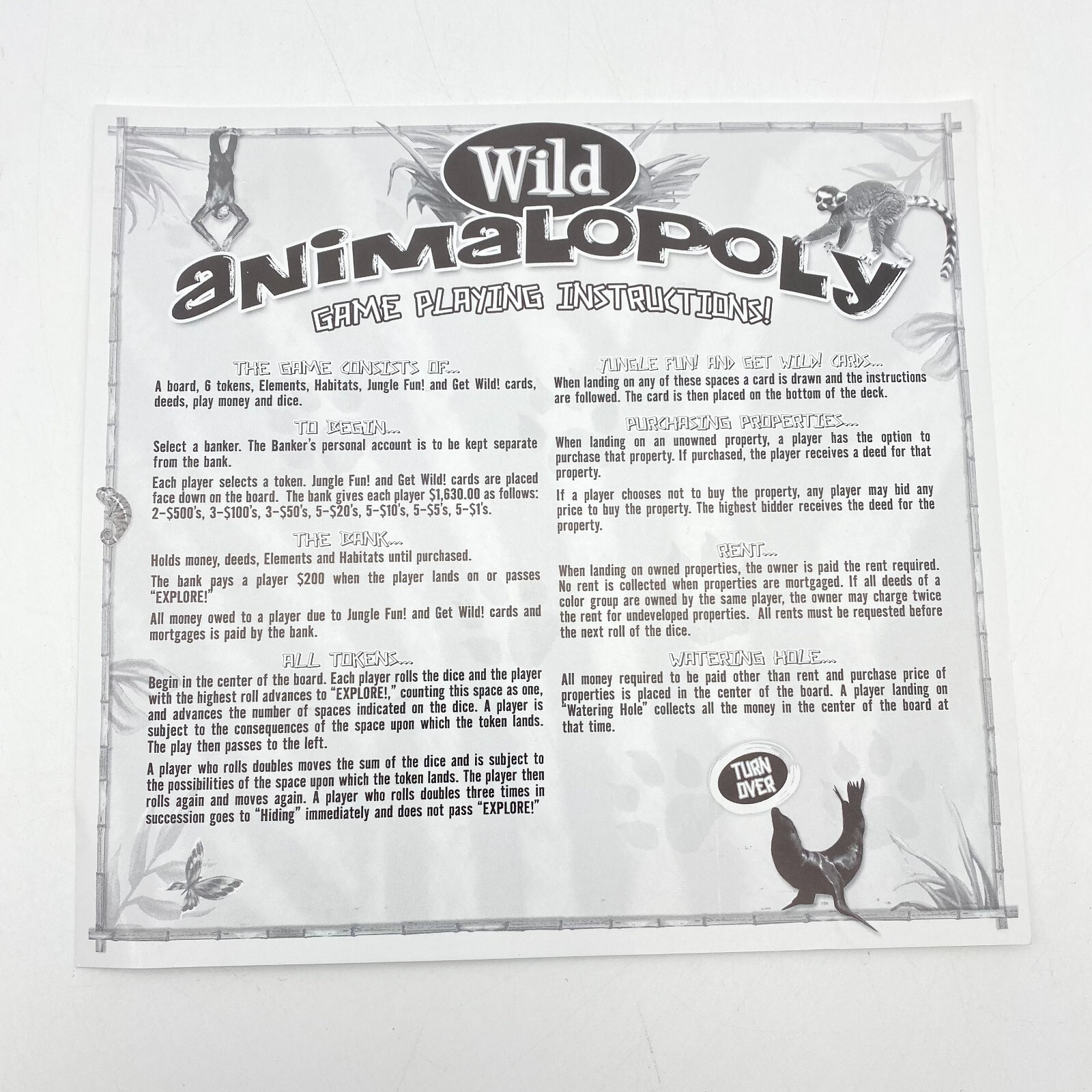 Wild Animalopoly Instructions Manual Rules Animals Monopoly Replacement Parts 730799050015 | eBay Wild Animalopoly Instructions Manual Rules Animals Monopoly Replacement Parts 730799050015 | eBay