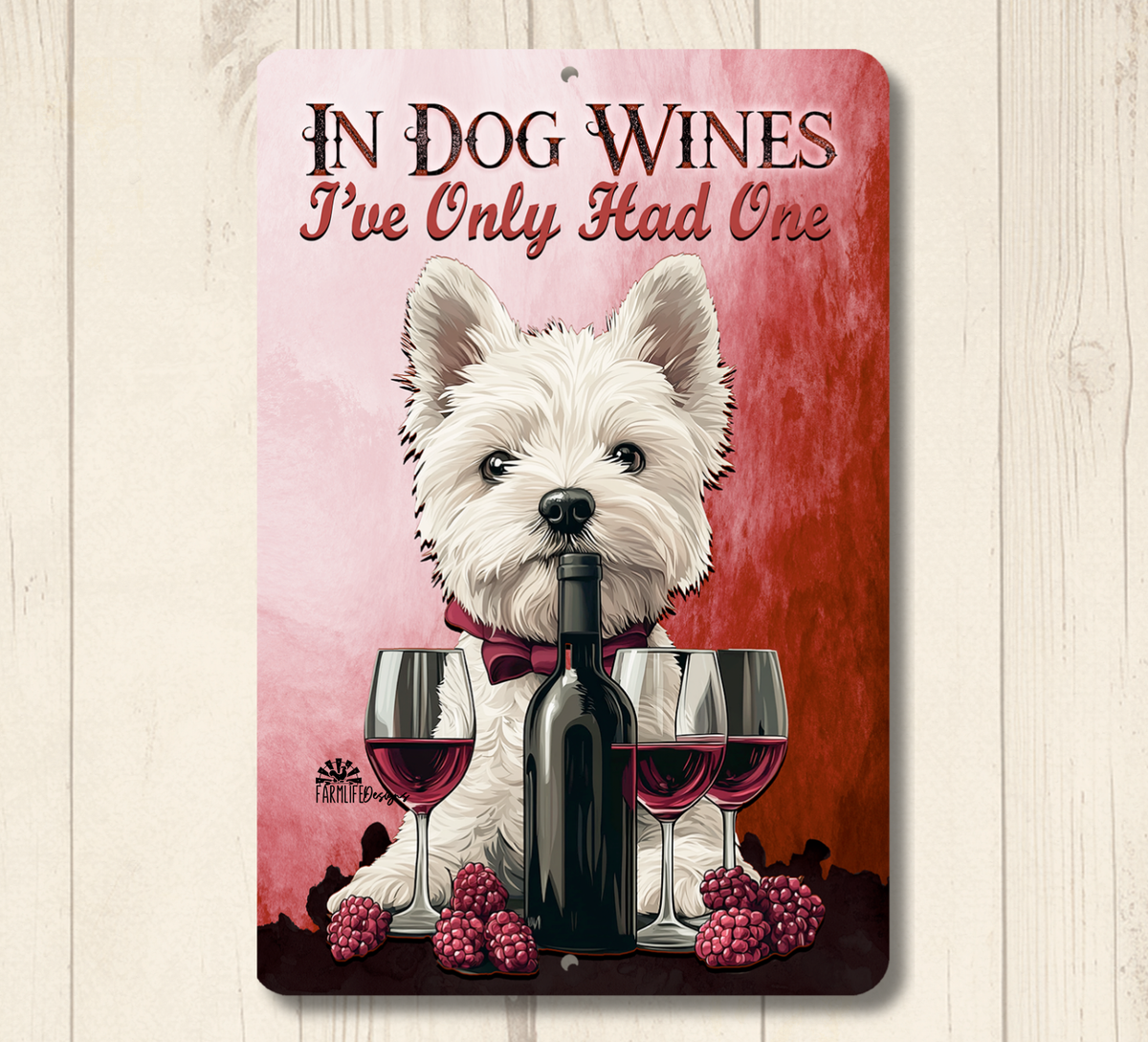Westie Wine Bar Sign In Dog Wines handmade metal tin indoor