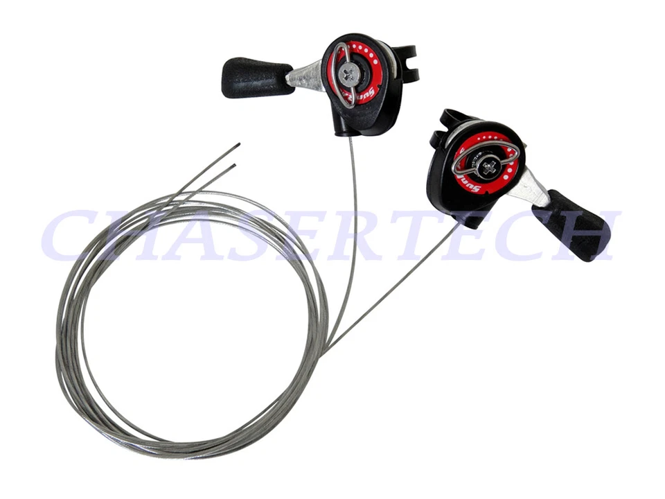 SUN RACE Sunrace SLM10 MTB Bicycle Friction Thumb Shifters w/ Cables Set