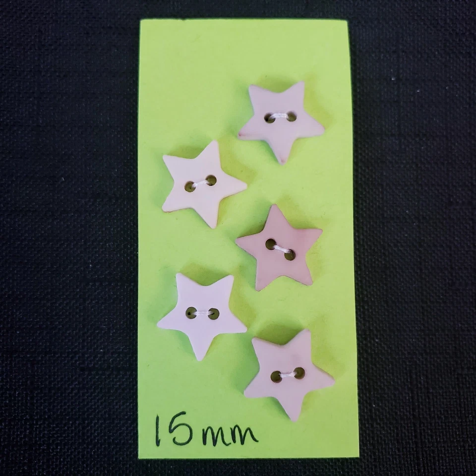 5x Vintage 15mm Star 2-Hole Flat Buttons Novelty Beige Sand Vanilla Cream Colors - Image 4 of 4