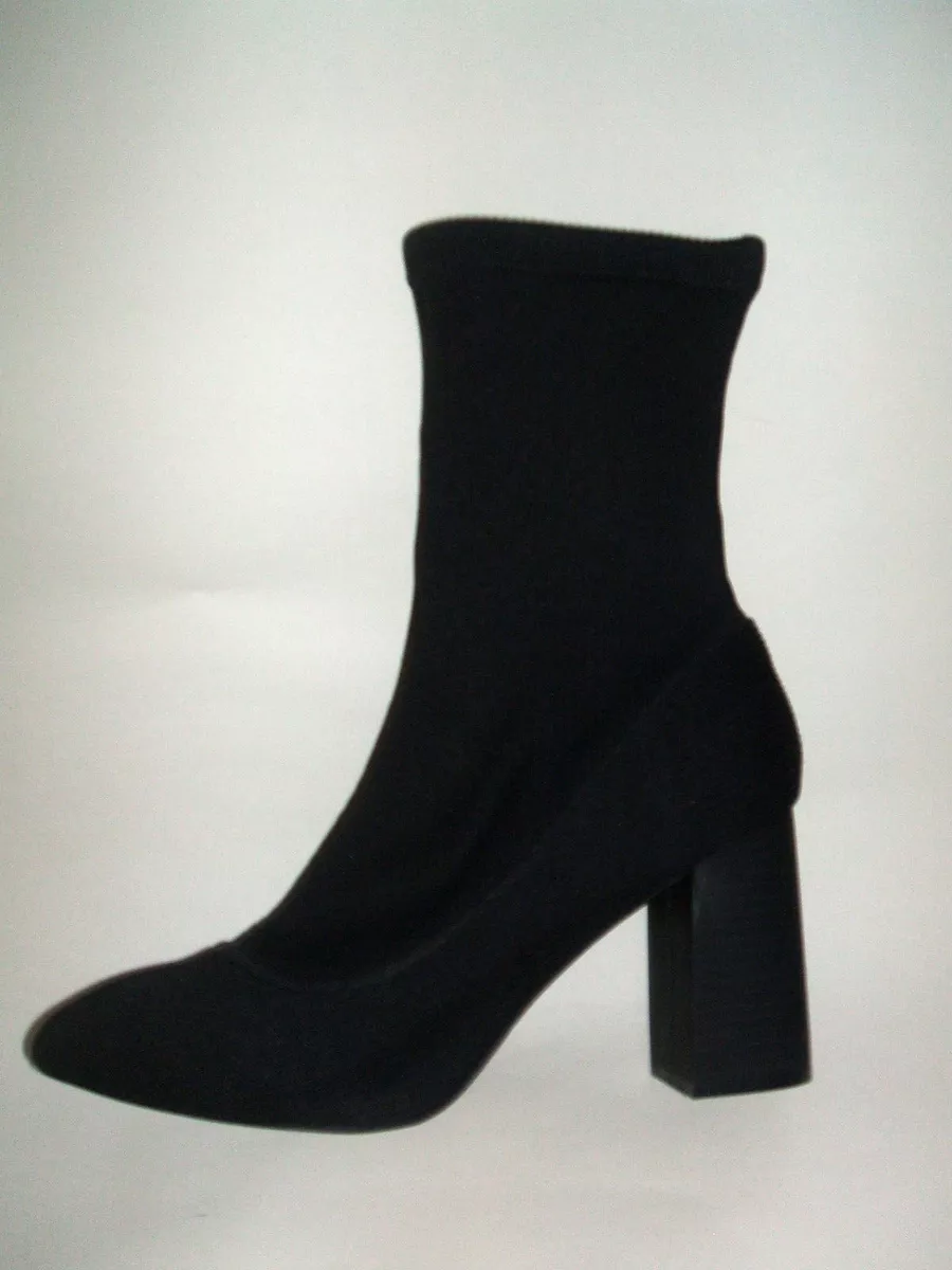 WOMENS NEW LOOK SIZE 8 41 BLACK HIGH HEEL RIBBED STRETCH ANKLE