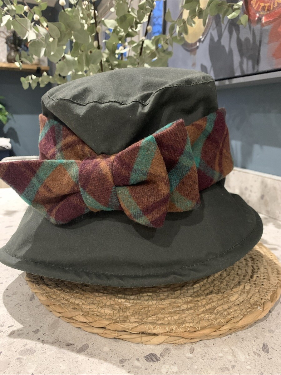 Denton Ladies Waxed Cotton Hat Large Dark Green Wool