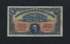 Comercial Bank of Scotland 1 POUND 1941 P-S331 VF+ RARE