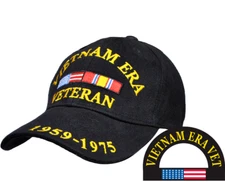 NEW Vietnam Era Veteran 1959-1975 Eagle with Flag Baseball Cap. Black