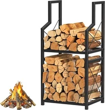 2-Tier Firewood Rack Holder Fire Wood Log Storage Rack Stacker Stand Heavy Duty