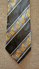 Black Gray Square Compass Masonic Freemason Blue Lodge Fraternity Hand Made Tie