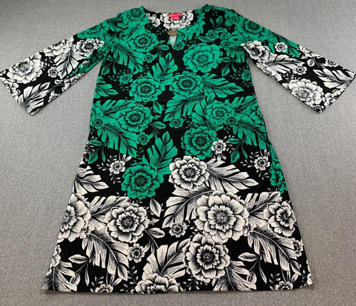 Vestido Sunny Leigh tejido elástico para mujer XL negro verde blanco manga campana línea A - Imagen 1 de 14