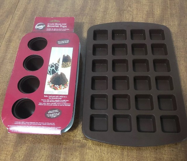 Wilton Set of 2 Brownie Pop & Square Small Silicone Molds, 24Cavity